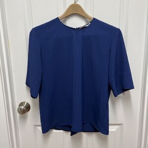 Everlane Womens Tee Shirt‎ Japanese GoWeave Zip Blue Half Sleeve Oversize